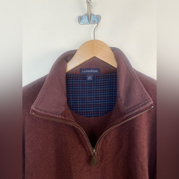 Lands End Men's Rib Quarter Zip Sweater‎ XL elbow patches - Picture 6 of 9